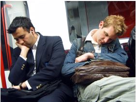 Men sleeping on underground
